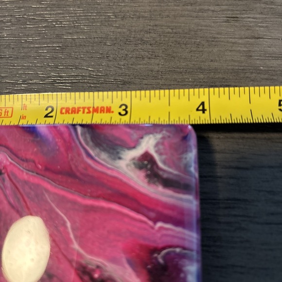 Acrylic Pour Painted Square Wood Coasters With Epoxy Resin Set Of 4 - Picture 6 of 6